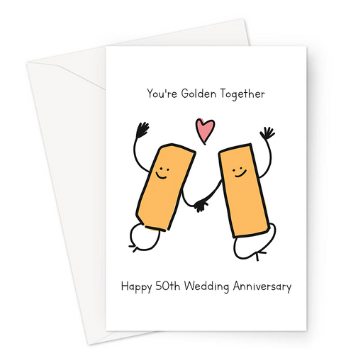 You're Golden Together Happy 50th Wedding Anniversary Greeting Card | Golden Anniversary, Gold Bars In Love, For Grandparents, Married Fifty Years