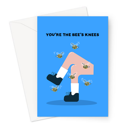 You're The Bee's Knees Greeting Card | Funny, Bee Pun Love Card, Bees Flying Around Knees, You're The Best Card For Friend, Girlfriend, Boyfriend